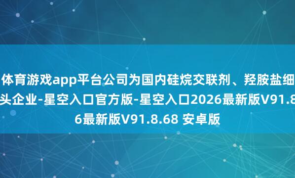 体育游戏app平台公司为国内硅烷交联剂、羟胺盐细分界限的龙头企业-星空入口官方版-星空入口2026最新版V91.8.68 安卓版